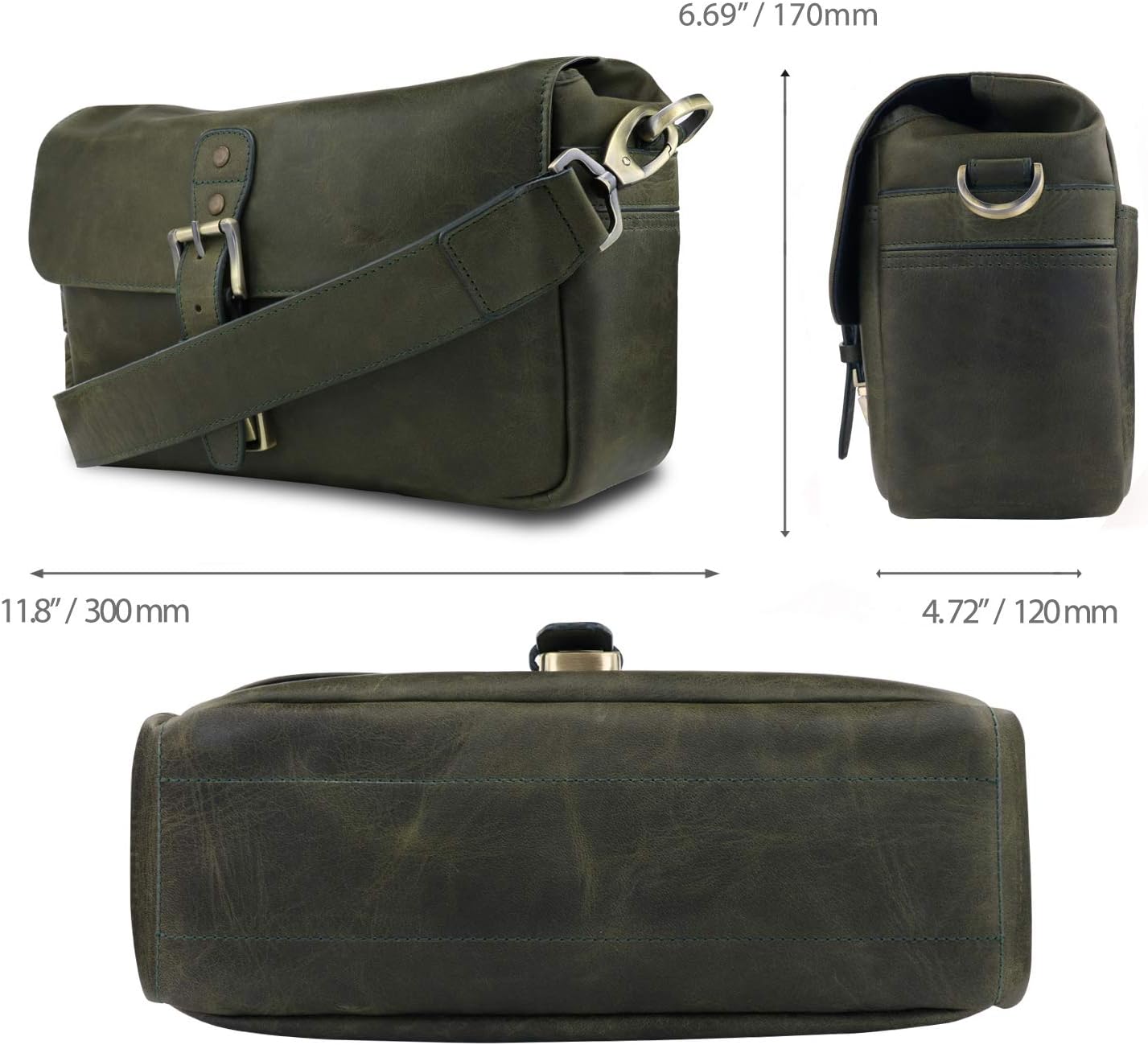 MegaGear Torres Genuine Leather Camera Messenger Bag for Mirrorless, Instant and DSLR Cameras