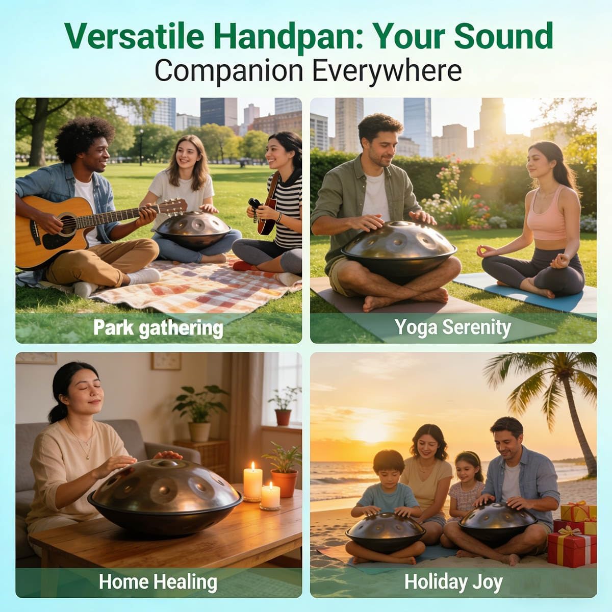 Handpan Instrument 432Hz/440Hz in D Minor Kurd, Steel Handpan 22 Inches, 9/10/12 Notes Handpan Drum with Mallets and Soft Bag, Suitable for Professional Performance(Black,440HZ/9Note)