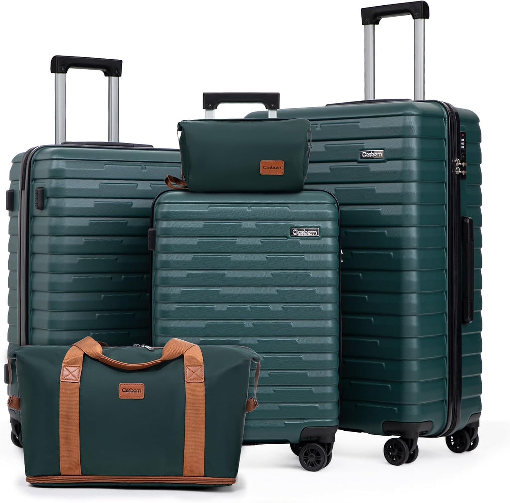 Cosbarn Luggage Sets 5 Piece Suitcases with Wheels, Suitcase Set ABS Hard Case Luggage with Lock Spinner Wheels Durable Travel Luggage