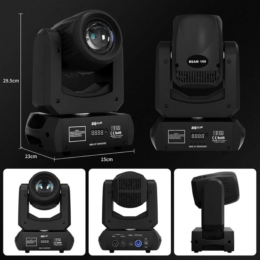 100W LED Moving Head Lights Beam 14Gobos 11Colors 8 Face Roto Prism Super Bright Silent Cooling System Dj Disco Light Spotlight Stage Light for Wedding Party Church Live Show Club (2 Pack)