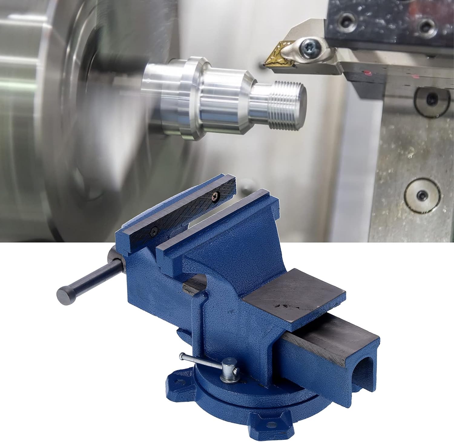 Bench Vise Heavy Duty 6 Inch Swivel Base Tabletop with Anvil Premium Metal Locking Clamp for Milling Machines Mechanical Maintenance Drilling