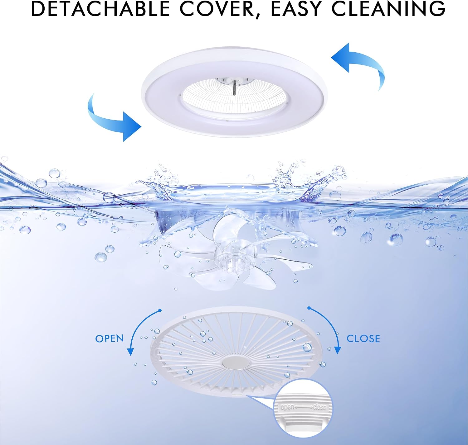 24' Bladeless Ceiling Fans with RGB Light, Low Profile Ceiling Fan with Light, Smart Modern Ceiling Fan with App/Remote/Voice Control, 3 Dimmable LED Light for Bedroom, Living Room White