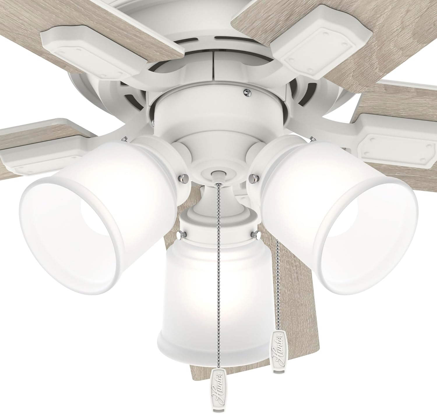 Hunter Fan 44 inch White Indoor Ceiling Fan with Lights and Pull Chain for Bedroom, Living Room/Family Room, Dining Room, Kitchen, Office (Renewed)