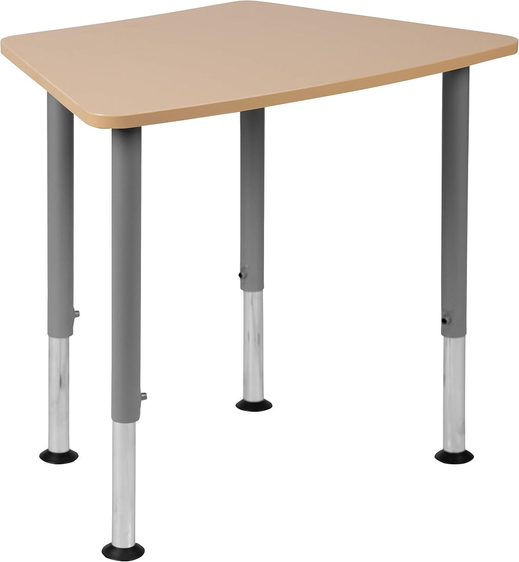 Flash Furniture Billie Hex Natural Collaborative Student Desk (Adjustable from 22.3' to 34') - Home and Classroom
