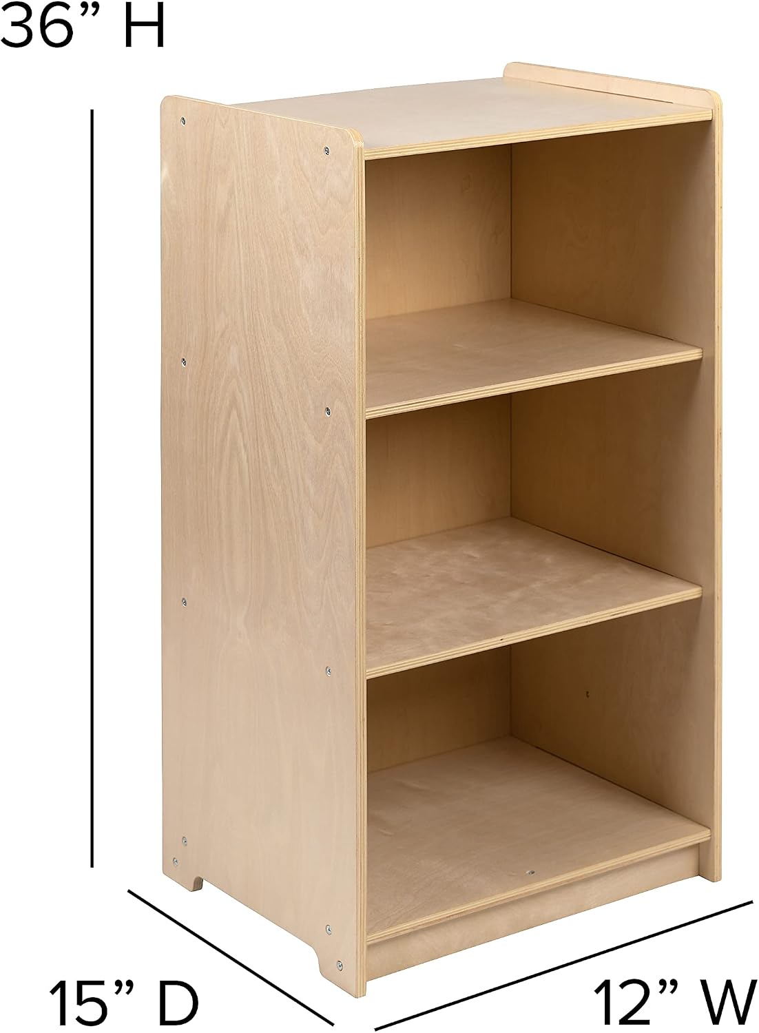 Flash Furniture Hercules Wooden 3 Section School Classroom Storage Cabinet for Commercial or Home Use - Safe, Kid Friendly Design - 36'H (Natural)
