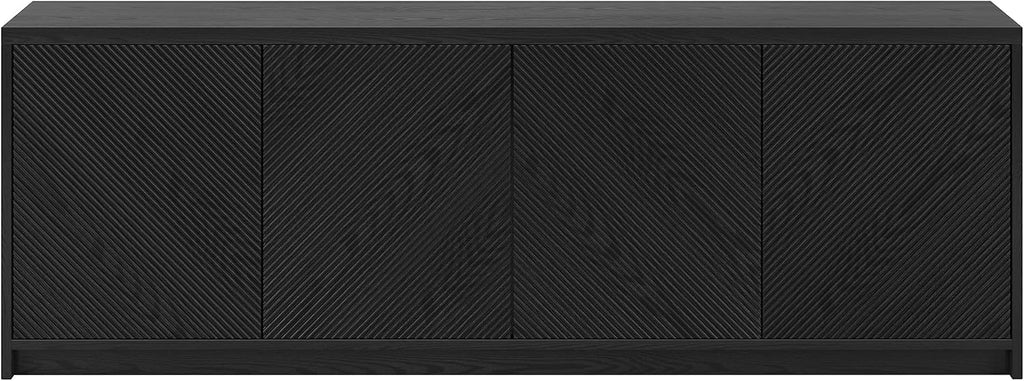 Henn&Hart Rectangular TV Stand for TV's up to 78' in Natural Black, for Home, Living Room, Bedroom, Entertainment Room, Office