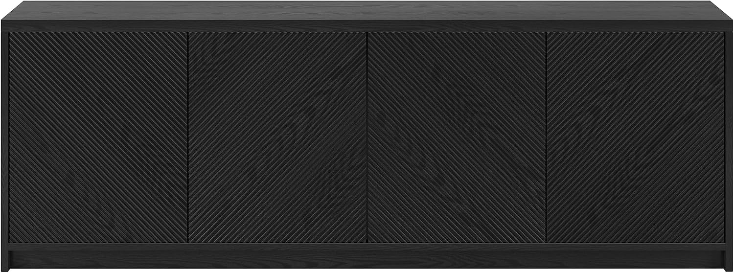 Henn&Hart Rectangular TV Stand for TV's up to 78' in Natural Black, for Home, Living Room, Bedroom, Entertainment Room, Office