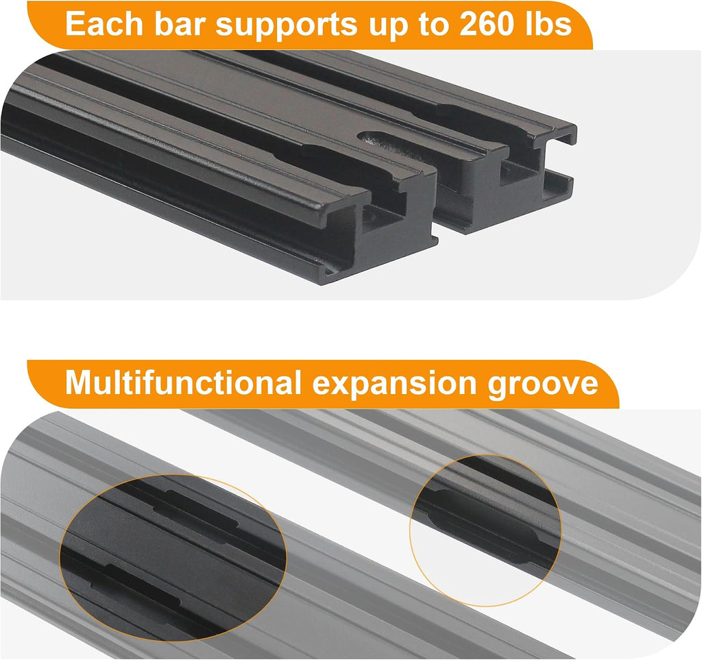 Super Heavy-Duty Roof Rack Crossbars Upgration for Tesla Cybertruck Specific fit Factory Mouting Points Aluminum Body Loading Weight at 550lbs MAX (Sold as 2pcs)