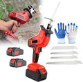 Cordless Reciprocating Saw, for Metal/Wood/PVC Pipe/Bamboo/Tree Branch Pruning, Electric Garden Saw with 4 Saw Blades & 12 Pairs of Gloves, Battery Powered