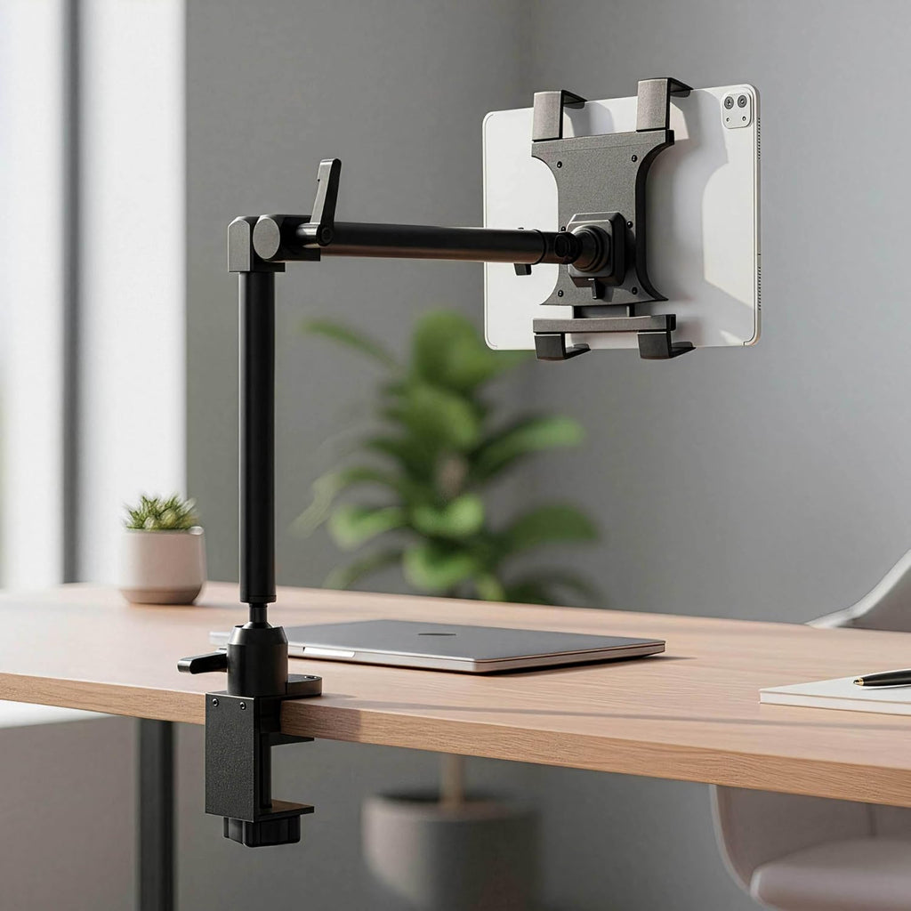 ARKON Mounts Heavy-Duty Tablet Mount with Clamp | Universal Tablet Holder | Strong C-Clamp | Multi-Angle Arm | Compatible with iPad Pro, Mini, Surface Pro, Samsung Tablets, and more