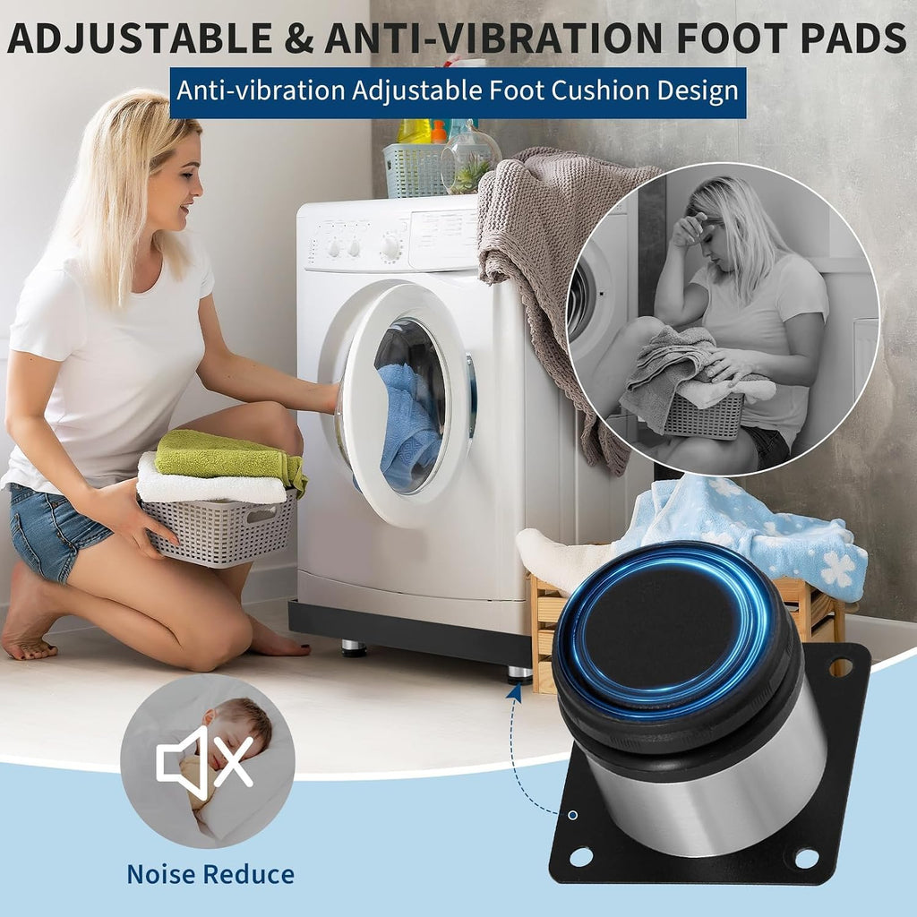 GarveeTech 2025 NEW Heavy-Duty Carbon Steel Washing Machine Pan with Connector & Hole - 27 in x 25 in × 2 in Rust-Free Water, with 4 Anti-Vibration Feet, Protects Floor From Water Damage Protection