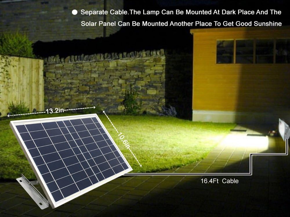 SUNLONG 120 LED Solar Flood Lights,Outdoor Waterproof Sign Lights Aluminum Casting Security Light for Garage Billboard Yard Parking Patio