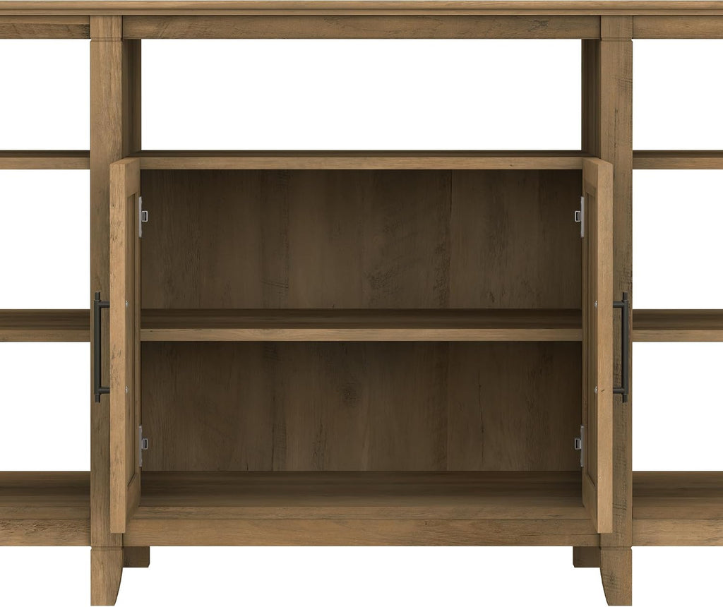 Bush Home Key West Tall TV Stand for 65 Inch TV in Reclaimed Pine, Farmhouse Entertainment Center with Storage