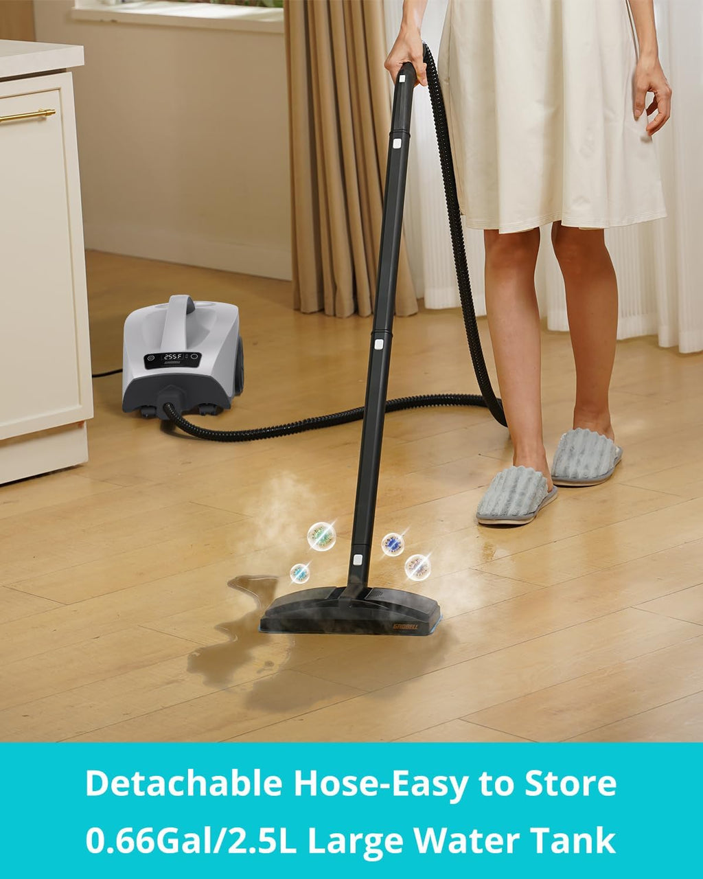 Steam Cleaner for Home Upholstery Grout Floor Bathroom Car Cleaning | 40s Fast Heating, 2.5L No Pressurized Large Tank, 21 PCS Kit, No Cooling & Refill Anytime, Detachable Hose & Easy to Store