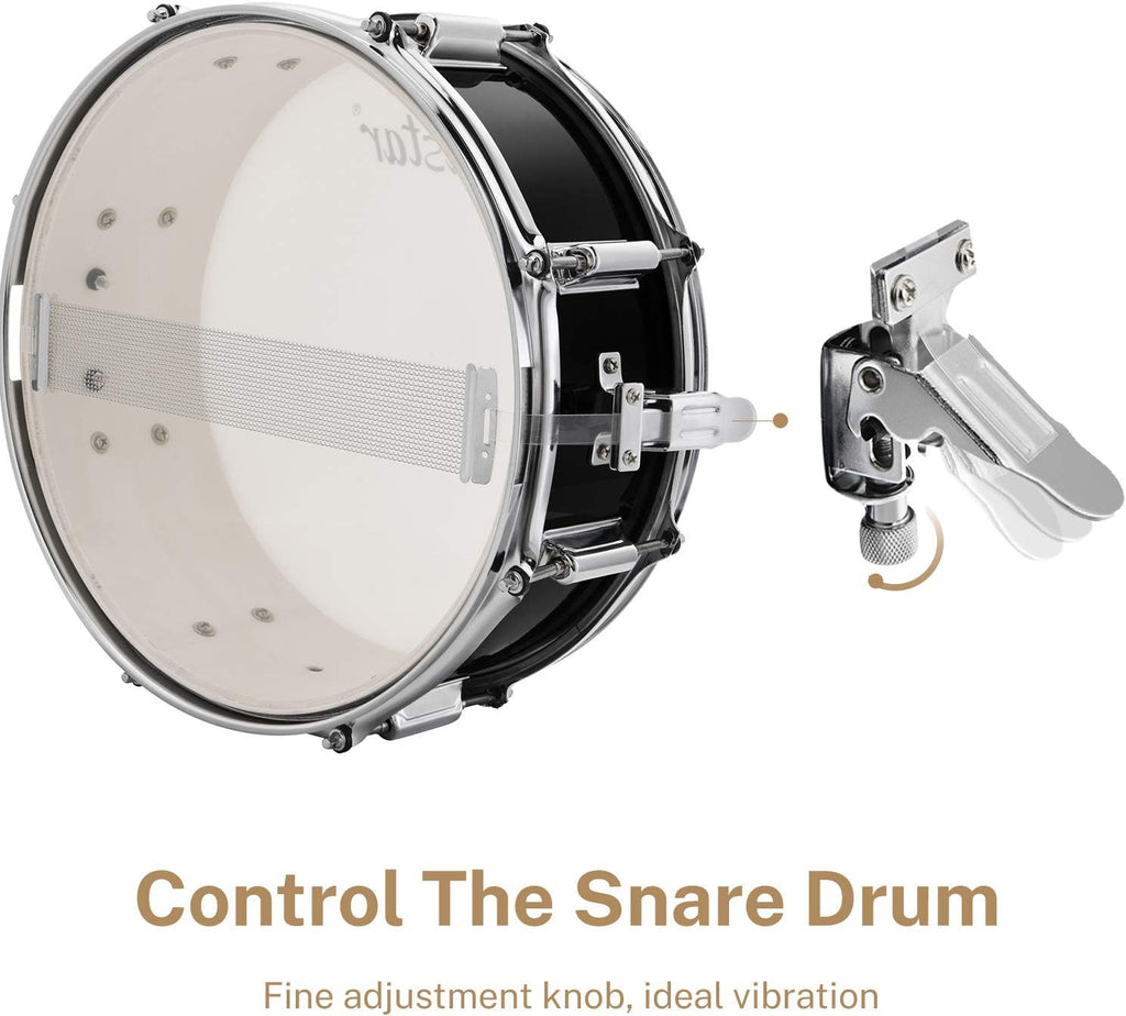 Drum Set Eastar 22 inch for Adults, 5 Piece Full Size Drum Kit Junior Beginner with Pedal Cymbals Stands Stool and Sticks, Mirror Black