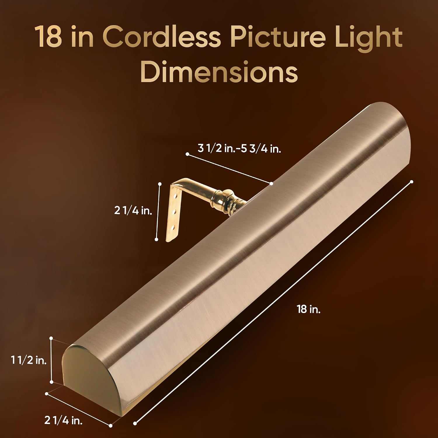 Concepdesigns Picture Light Battery Operated Picture Light, Dimmable Wireless Picture Lights for wall, Art Light, Library Light Battery Operated with Remote Control - 18 inches, Antique Brushed Bronze
