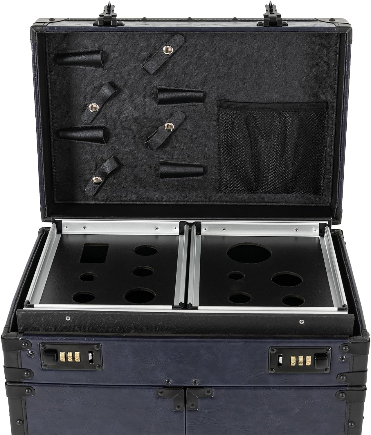Rolling Lockable Makeup Train Case,Large Cosmetic Organizer Train Case Makeup Travel Case with 360° Swivel Wheels, Trolley Makeup Travel Organizer,Black