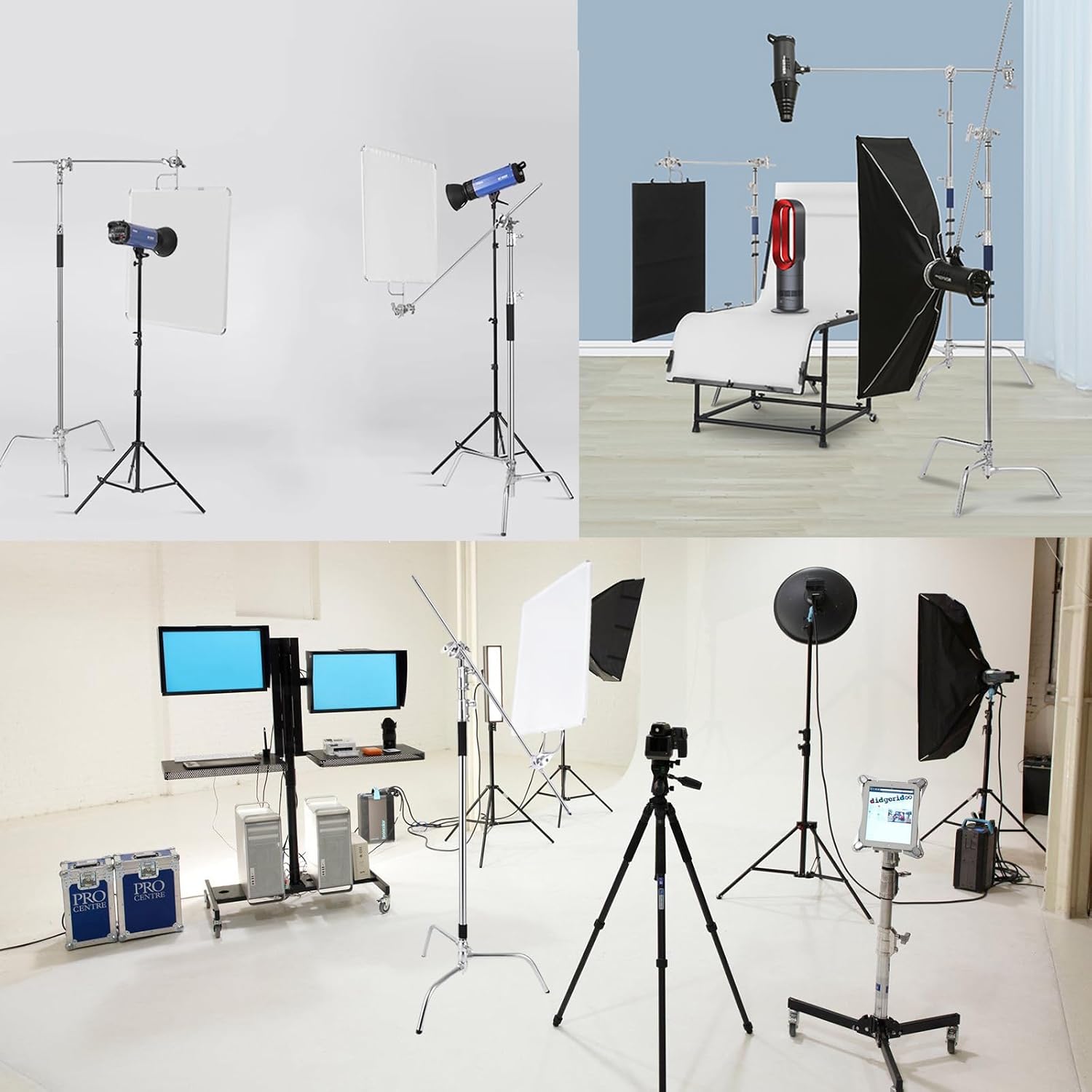 C Stand with Boom Arm Heavy Duty Photography C Light Stands Kit, Max Height 10.5ft/320cm, with 4.2ft/128cm Holding Arm, for Photography Studio, Reflector, Umbrella, Softbox