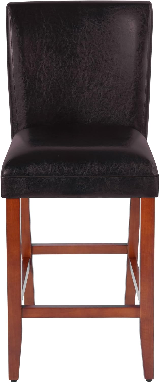 HomePop Counter Stool, 29-Inch, Dark Brown Faux Leather