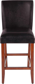 HomePop Counter Stool, 29-Inch, Dark Brown Faux Leather