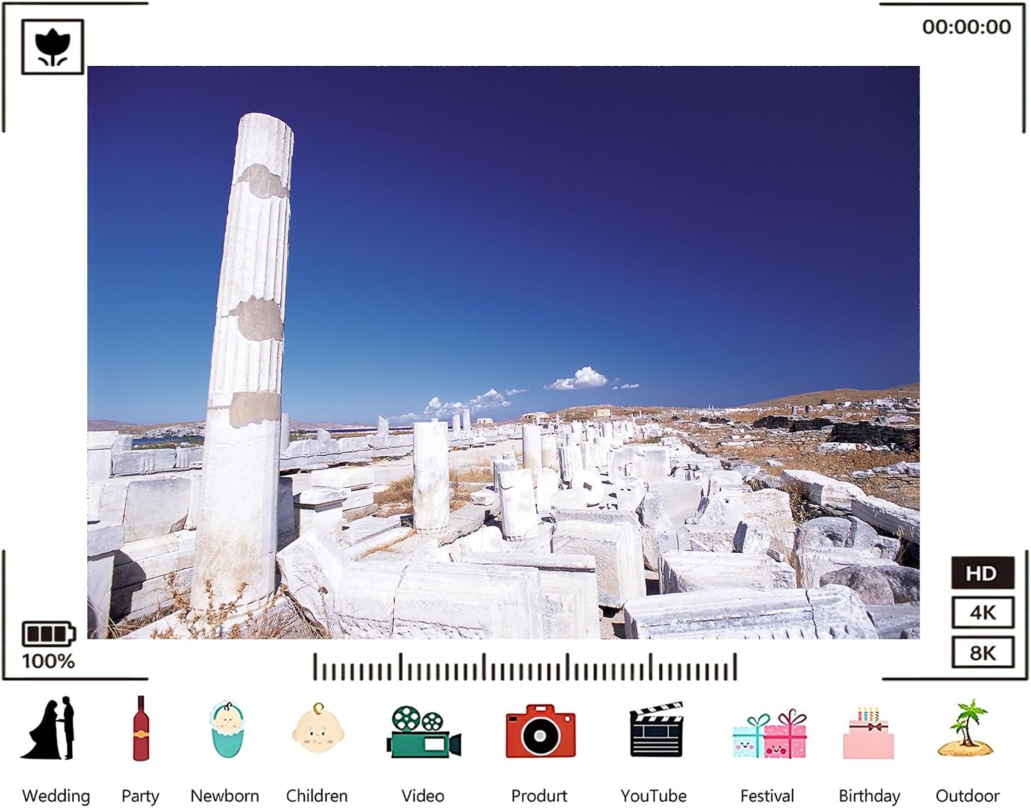Trykid 20x10ft Ancient Ruins Stone Columns Backdrop Greek Historical Site Clear Sky Cultural Heritage Photography Background Monumental Site Party Decoration Photo Booth Prop Fabric