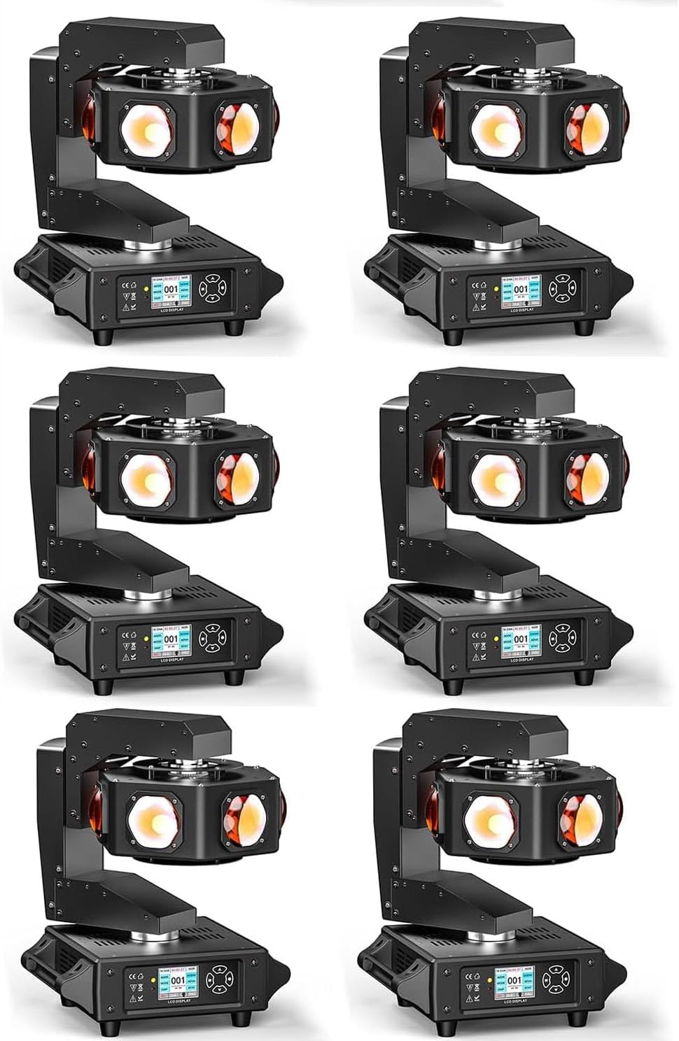 Moving Head DJ Lights, 6 x 40W RGBW Stage Lighting with 3-Axis Linkage, Z-Axis Infinite Rotation DMX & Sound Activated, DJ Lights Beam Spotlight, Perfect for DJ, Party, Wedding, Bar (6 Pack)