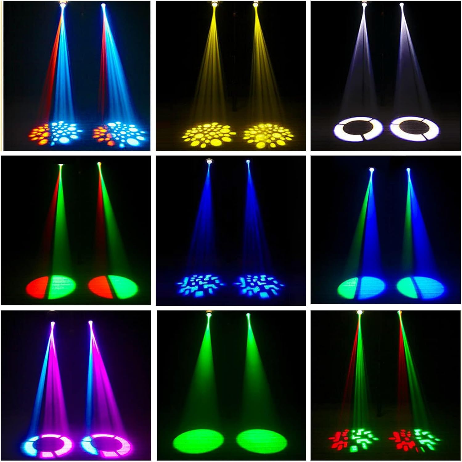 8PCS 60W LED Moving Head Light Stage Lights with Remote Control 8 GOBO 8 Colors Spotlight by DMX Controlled 11 Channel with Sound Activated for Disco Club Party Stage Lighting Shows