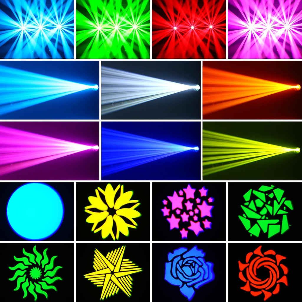 2 Pack 60W Moving Head Lights,White LED RGBW Stage DJ Light with Remote 8 Gobos 8 Colors Spotlight by DMX 512 Controlled 9/11 Channel for Church KTV Club Concert Party Wedding
