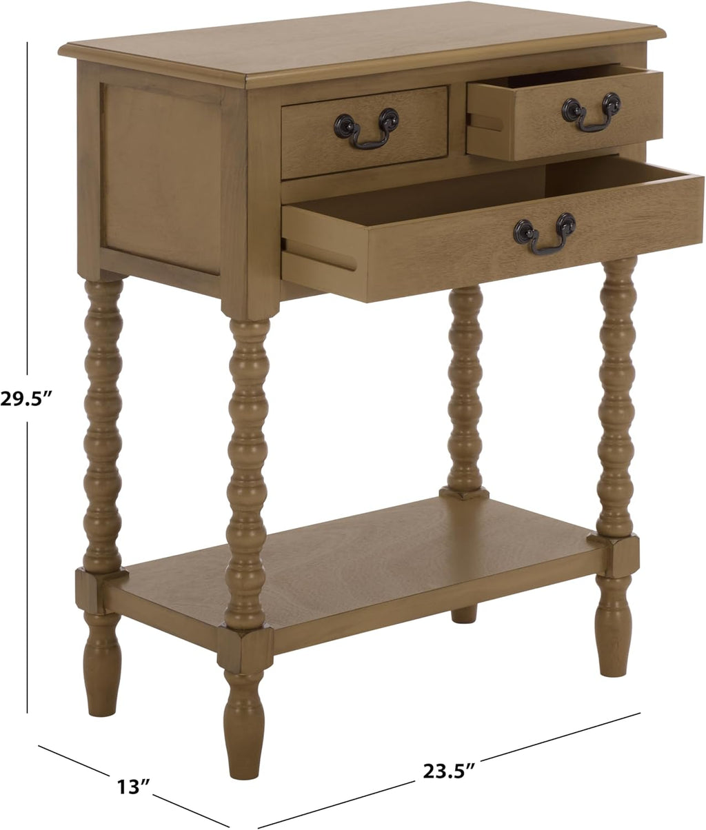 SAFAVIEH Furniture - Athena 3-Drawer Console Table - Desert Brown - Solid Wood - Farmhouse Classic Design - Ideal for Entryway, Living Room, Hallway, 23.5' W x 13' D x 29.5' H (CNS5703F)