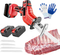 Handheld Electric Bone Saw - With12 Gloves, Cordless Reciprocating Saw, 6.0ah Battery Powered, with Led Light + 4 Saw Blades, for Bones, Meat, Wood, Metal, Plastic