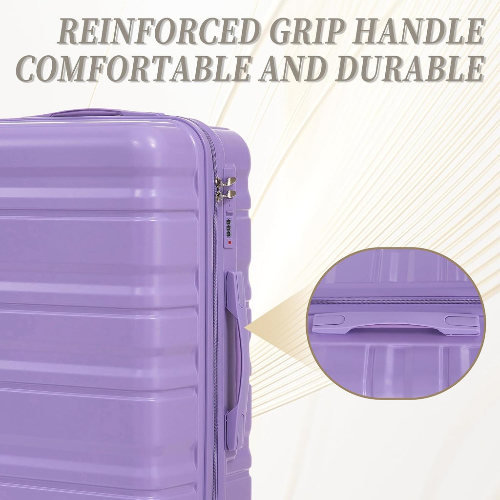 GDFStudio 20/24/28 Inch 3 Piece Luggage Set, ABS Hard Shell Spinner Suitcase with 360° Silent Wheels, Expandable Capacity,Combination Lock, Retractable Handle,Carry On & Checked Suitcases,Blue+Purple