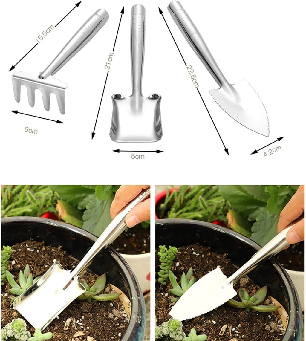 Garden Tools Set, 3 Piece Heavy Duty Gardening Tools, Stainless Steel Garden Tool Set Outdoor Gardening Hand Tools -Gift for Women and Men