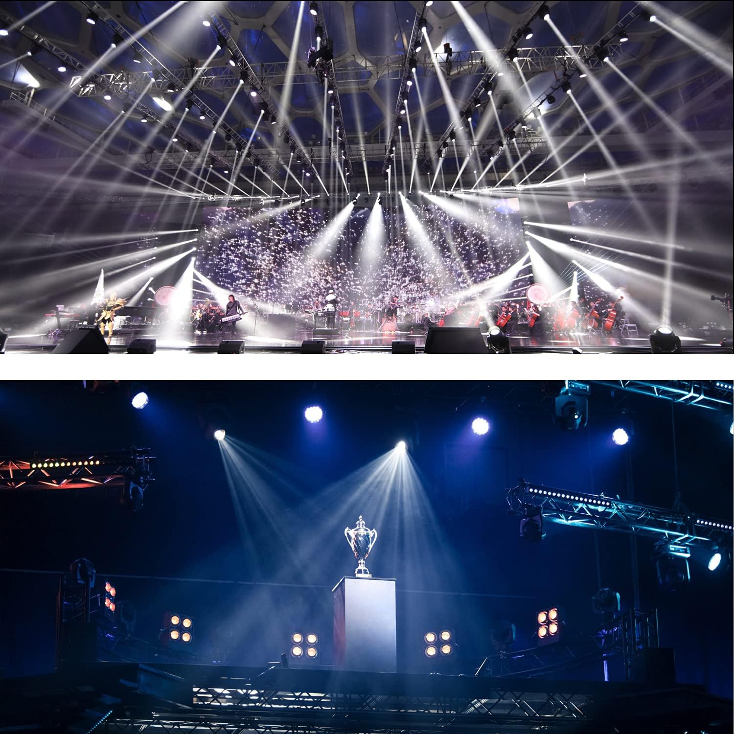StageLights with Barn Doors - 100W COB LED Spotlights, Warm & Cold White Par Lights - DMX/Master-Slave DJ Lights, Church & Theater Spotlights