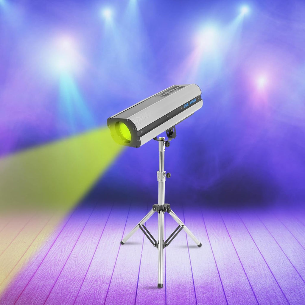 Professional 440W Beam Spotlight with Tripod, DMX & Manual Control, Adjustable 4-5ft Stand for Stage, Club, Concert, Wedding & Party Lighting