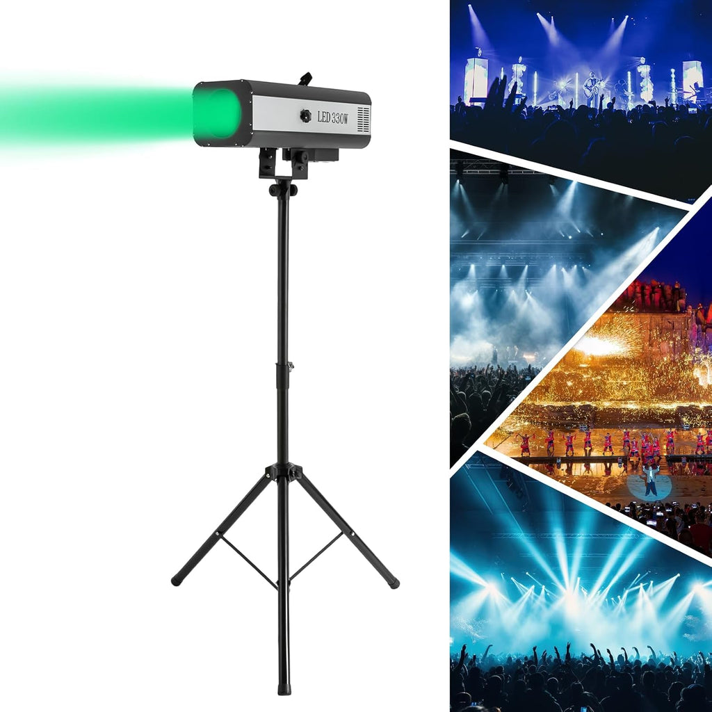 LED Stage Spotlight 330W 110V, DJ LED Lighting Follow Spot with Tripod Bracket Manual Control Follow Spot Light Adjustable Aperture 6 Colors for Party Disco Clubs Stage Effect (330W)