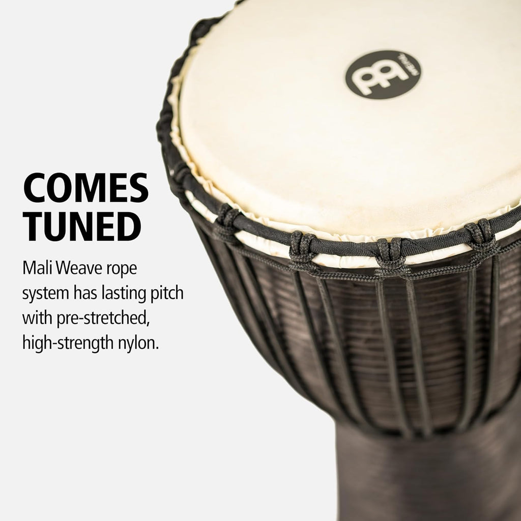 Meinl Percussion Djembe with Mahogany Wood - NOT Made in CHINA - 10-Inch Medium Size Rope Tuned Natural Head, 2-Year Warranty