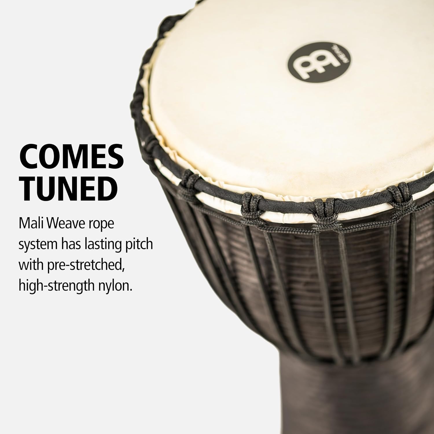 Meinl Percussion Djembe with Mahogany Wood - NOT Made in CHINA - 10-Inch Medium Size Rope Tuned Natural Head, 2-Year Warranty