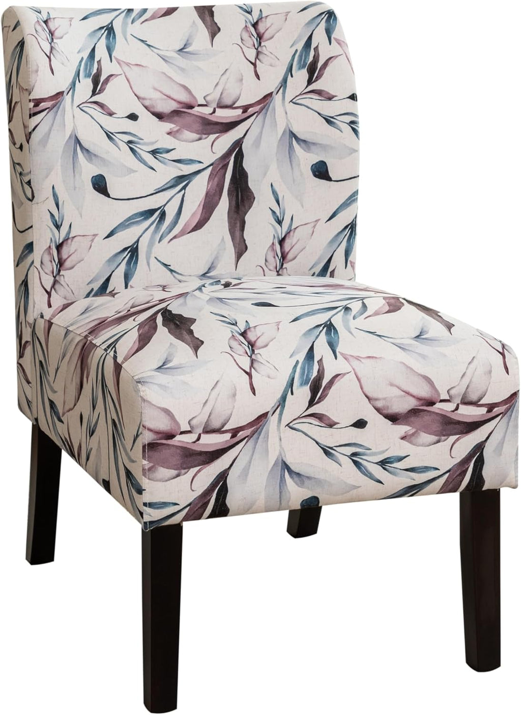 Roundhill Furniture Capa Print Fabric Armless Contemporary Accent Chair, Purple Floral