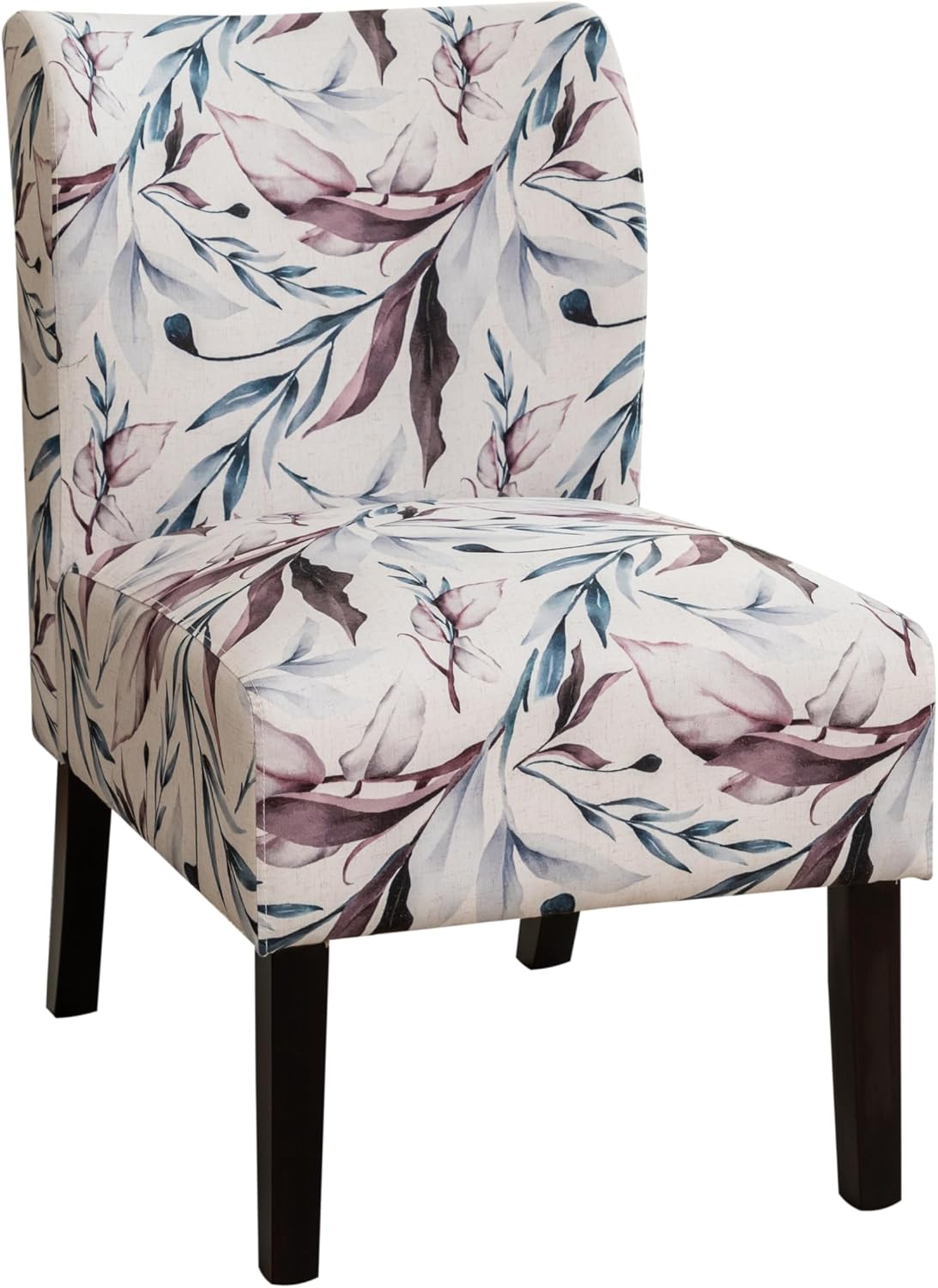 Roundhill Furniture Capa Print Fabric Armless Contemporary Accent Chair, Purple Floral