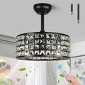 YYEHON Bladeless Ceiling Fan with Lights and Remote, 18' Caged Industrial Fandelier, Indoor Crystal Chandelier Ceiling Fan for Bedroom, Living Room, Dinning Room, Kids Room, Black