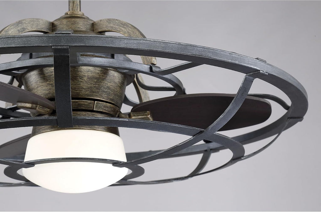 Savoy House 26-9536-FD-196 Alsace Industrial 30' Fandelier Ceiling Fan with Lights, Integrated LED Chandelier Fan with Remote Control, Reclaimed Wood