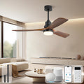 Sofucor Smart Ceiling Fan with Light, 52' Wood Ceiling Fan Compatible with Alexa/Google/App, 3-Color Light 6-Speed DC Motor Reversible Timer for Bedroom Living Room Patio Indoor Outdoor