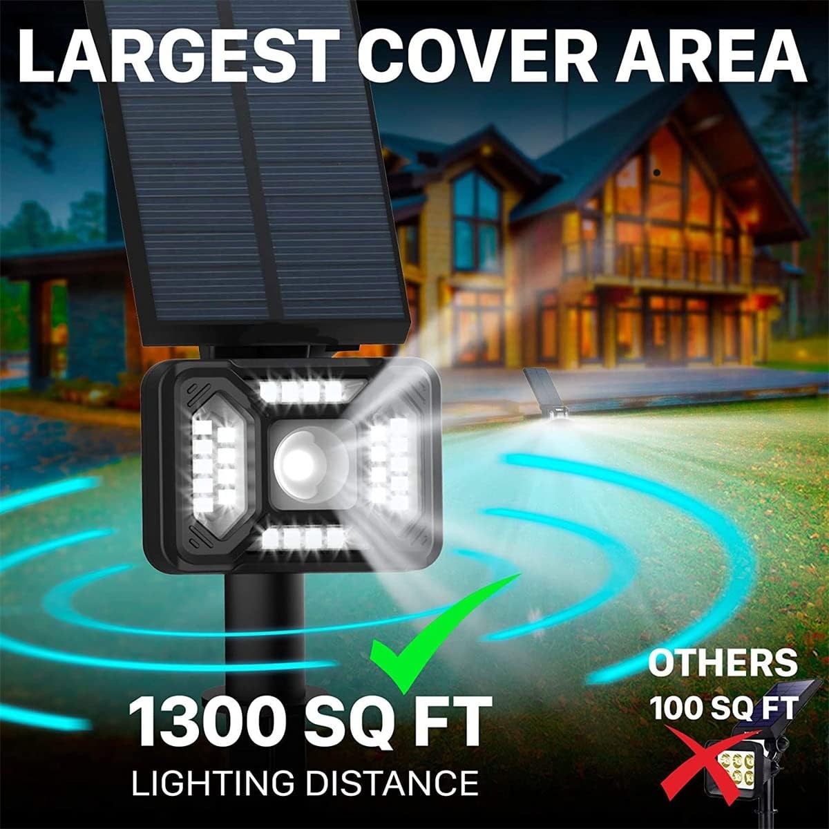 Solar Spot Lights Outdoor,21 LED Landscape Lights Outdoor IP65 Waterproof with Adjustable Solar Spotlight Warm White Solar Landscape Lights for Pathway Yard Lawn Garage,27 LED,4 pcs (21 Led 2 pcs)
