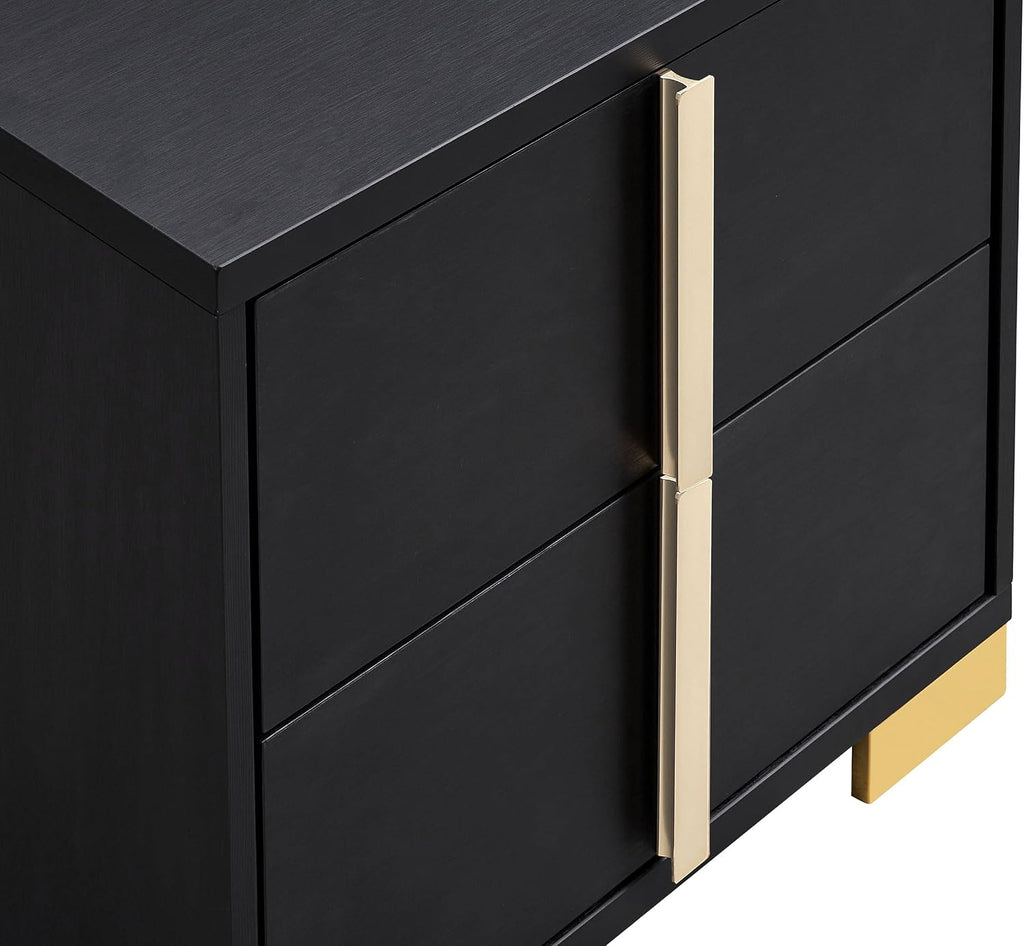 Coaster Home Furnishings Marceline Contemporary Wood 2-Drawer Bedroom Nightstand Bedside Table Organizer Unit Black 222832
