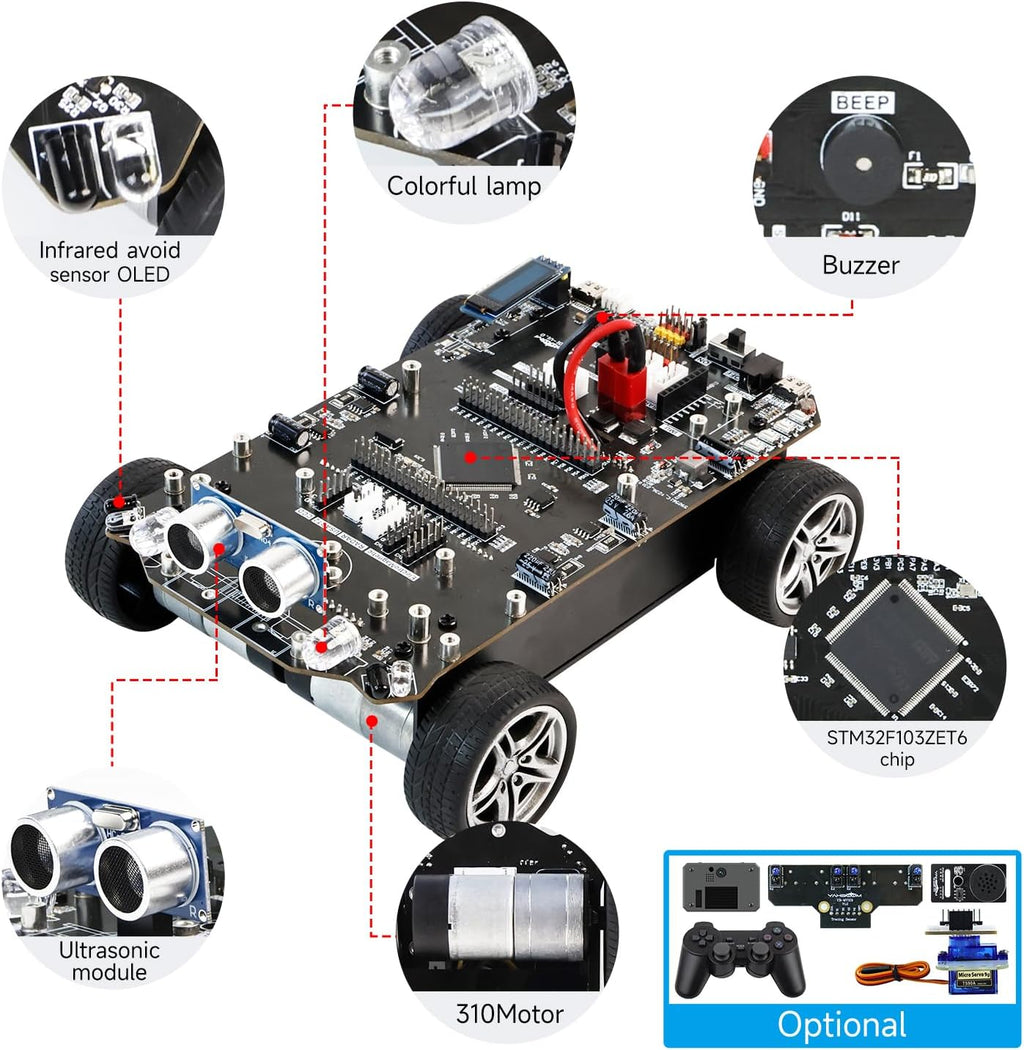 Yahboom STM32 Smart Car with Multifunctional Development 2in1 STM32F103ZET6 DIY Programming Electronics Project Ranging, Following, Line Patrol (Ultimate Kit)