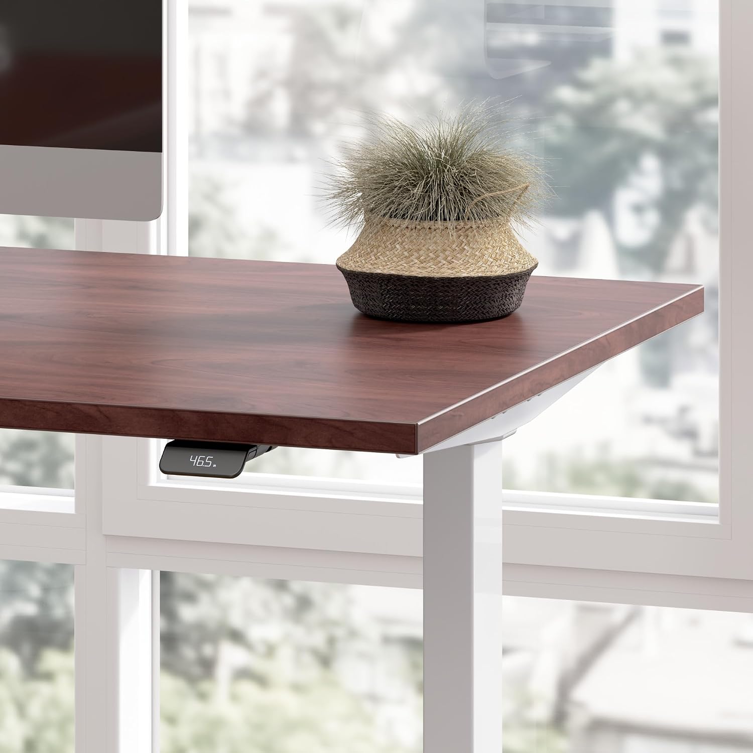 Bush Business Furniture 48-inch Electric Height Adjustable Standing Desk, Ergonomic Sit-Stand Computer Table for Home and Professional Office, Move 40 Series, Hansen Cherry with Metallic Gray Base
