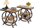 LITTLE TREE End Table, Set of 2 Narrow Side Table with 4-Tier Large Storage Space, Modern Bedside Table for Living Room, Home Office, Bedroom, Natural