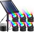 flexman Set of 6 Solar Pond Light, 6V 4W Solar RGB LED Submersible Fountain Lights with 16.4Ft Cord, Water Proof Adjustable Underwater Landscape Spotlights for Pool Garden Yard (Colorful Light)