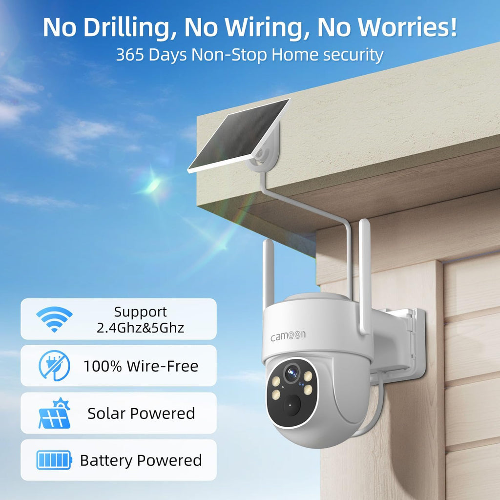 2K Solar Security Cameras Wireless Outdoor, 5/2.4Ghz WiFi Cameras for Home Security, Color Night Vision, Human Detection, Two-Way Audio, SD/Cloud Storage(4 Cameras)