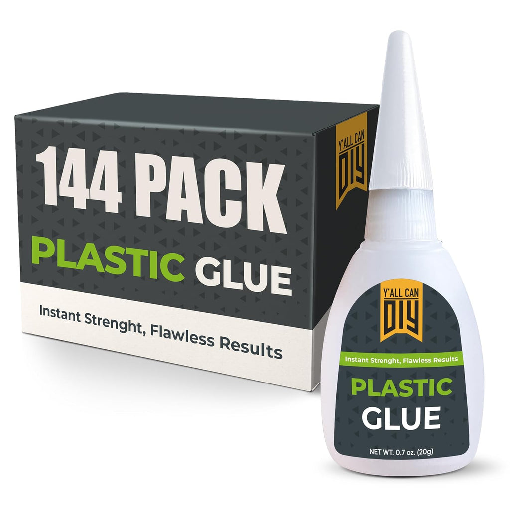 Plastic Glue for Models, Miniatures, Legos, PLA & 3D Printing Repair – Fast Setting Heavy Duty Strong Super Glue for Plastic 20g (144 Pack)